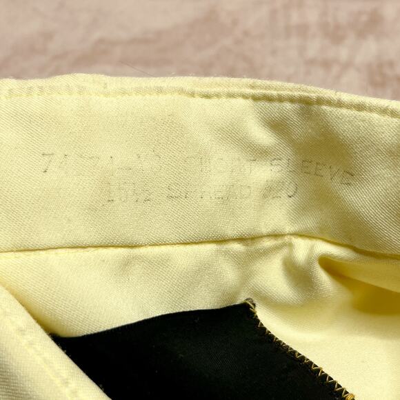 Vintage 70s Yellow Short Sleeve Dagger Collar Button Up Shirt Pastel Disco Retro - Picture 4 of 5